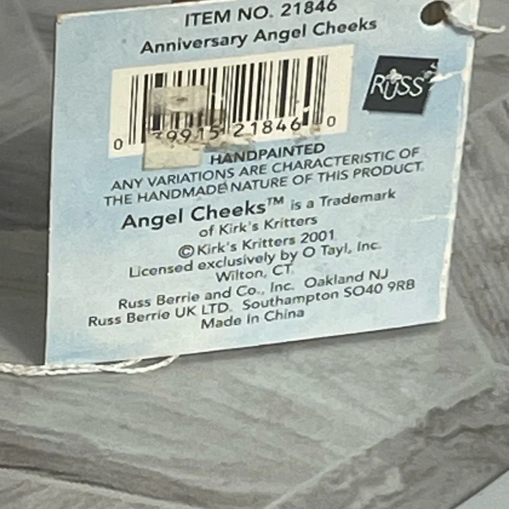 Russ Berrie Angel Cheeks Anniversary Figurine with Tag – 2001 Kirk’s Kritters
